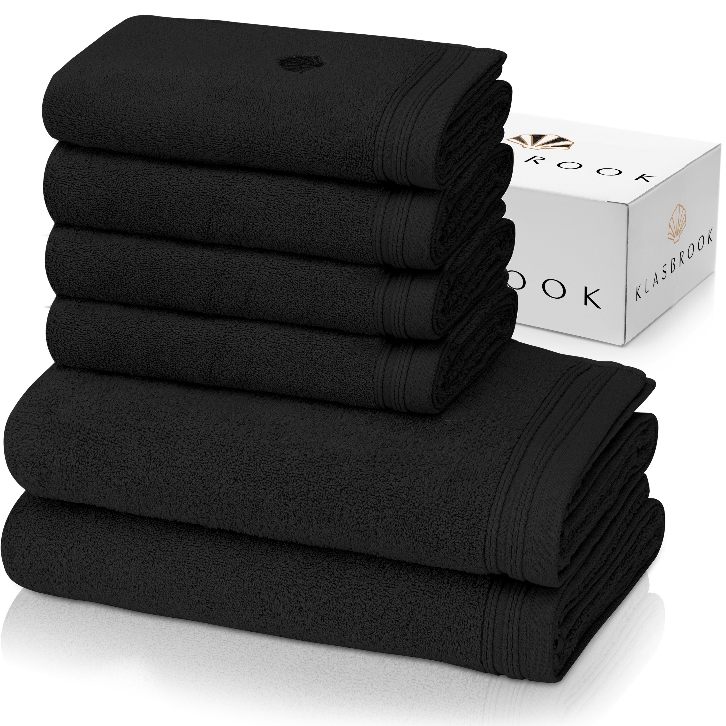 KLASBROOK Handtuch Set Linnea, (6-tlg), 2, 4 oder 6 teiliges Luxus Set, 100% Baumwolle, extra flauschig 95 Tiefschwarz