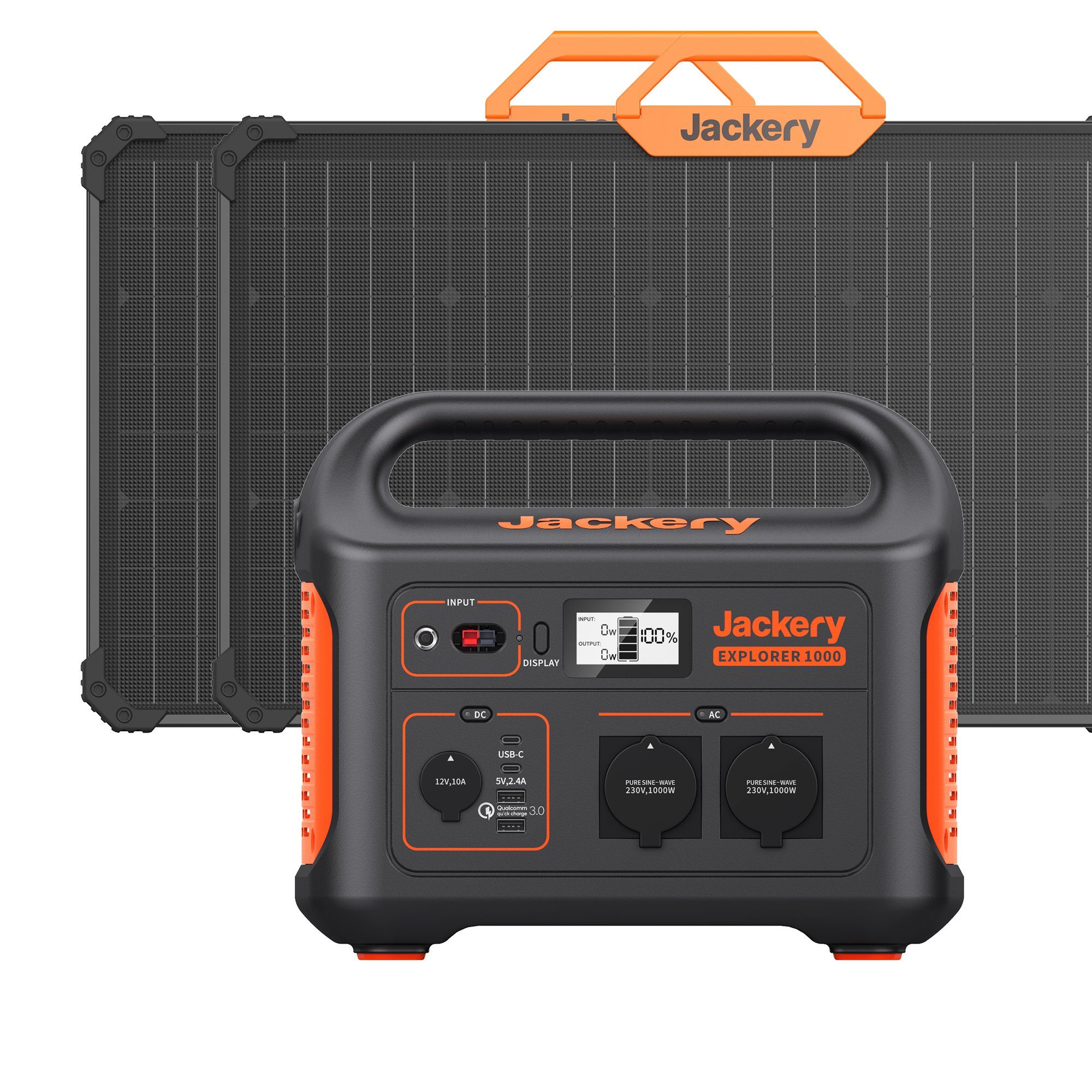 Jackery Stromgenerator 1000 160W, 1002Wh tragbare Powerstation mit 2*80W Solarpanel, 2,00 in kW, (3-tlg), Solargenerator für Camping, Outdoor