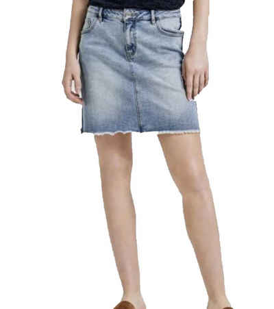 OPUS Jeansrock »OPUS Rundini Jeans-Rock luftiger Mini-Rock Sommer-Rock für Damen mit Fransensaum und Kontraststreifen Blau«