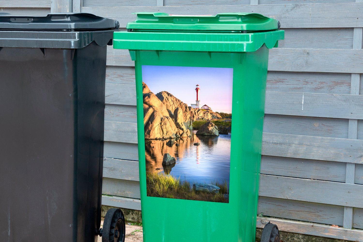 Leuchtturm Wandsticker Blick mit in Meer St), Sticker, auf Mülleimer-aufkleber, der Mülltonne, (1 Fundy Abfalbehälter Container, das Bay MuchoWow