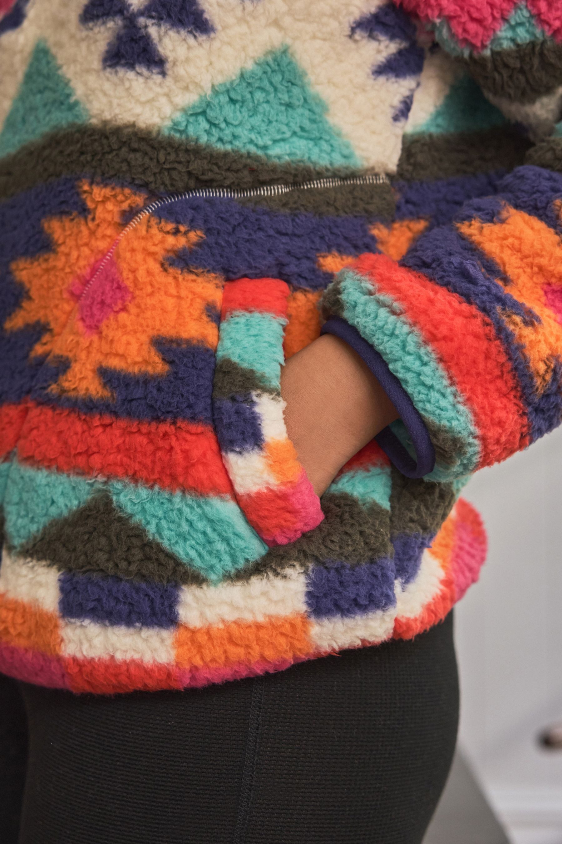 Next Fleecepullover Teddyfell-Jacke mit halbem Reißverschluss (1-tlg)
