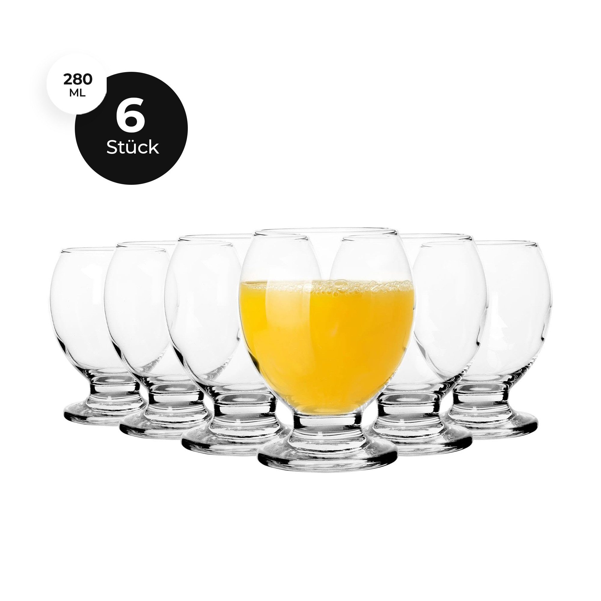 LAV Gläser-Set Nectar, 6-tlg., Glas, 6er Set, 280ml, ideal für Wasser, Saft, Softdrinks oder Cocktails