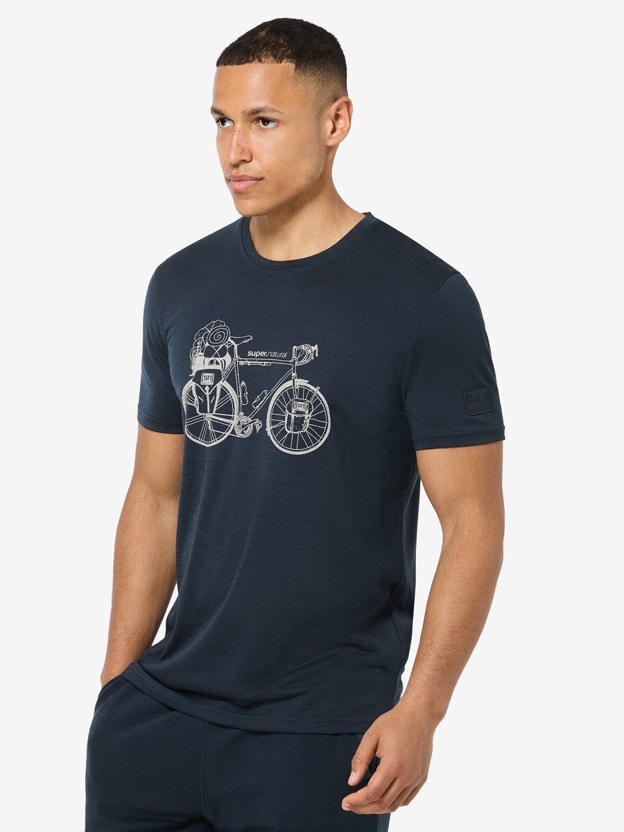 SUPER.NATURAL T-Shirt für Herren, nachhaltig, Merino mit Fahrrad-Motiv, atmungsaktiv