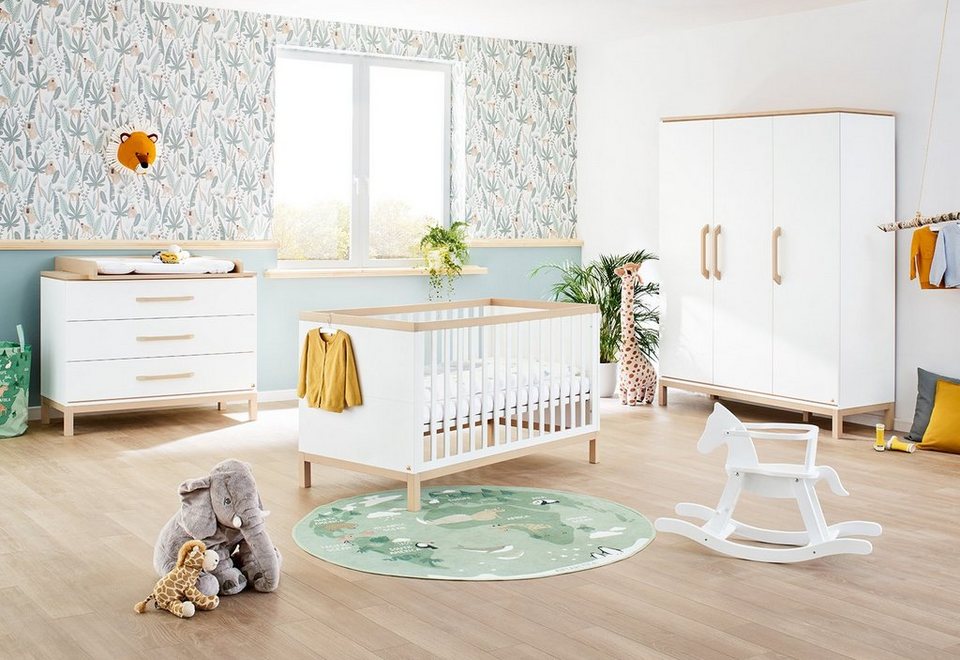 Pinolino® Babyzimmer-Komplettset Light, (Set, 3-St., Gitterbett,  Kleiderschrank. Wickelkommode), breit groß; mit Kinderbett, Schrank