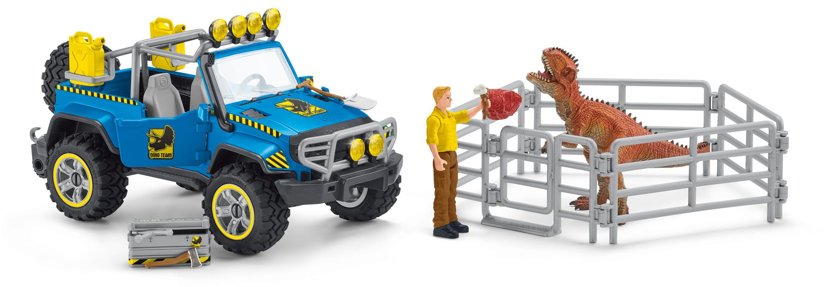 Image of Schleich® Dinosaurs 41464 Geländewagen mit Dino-Außenposten Spielfiguren-Set