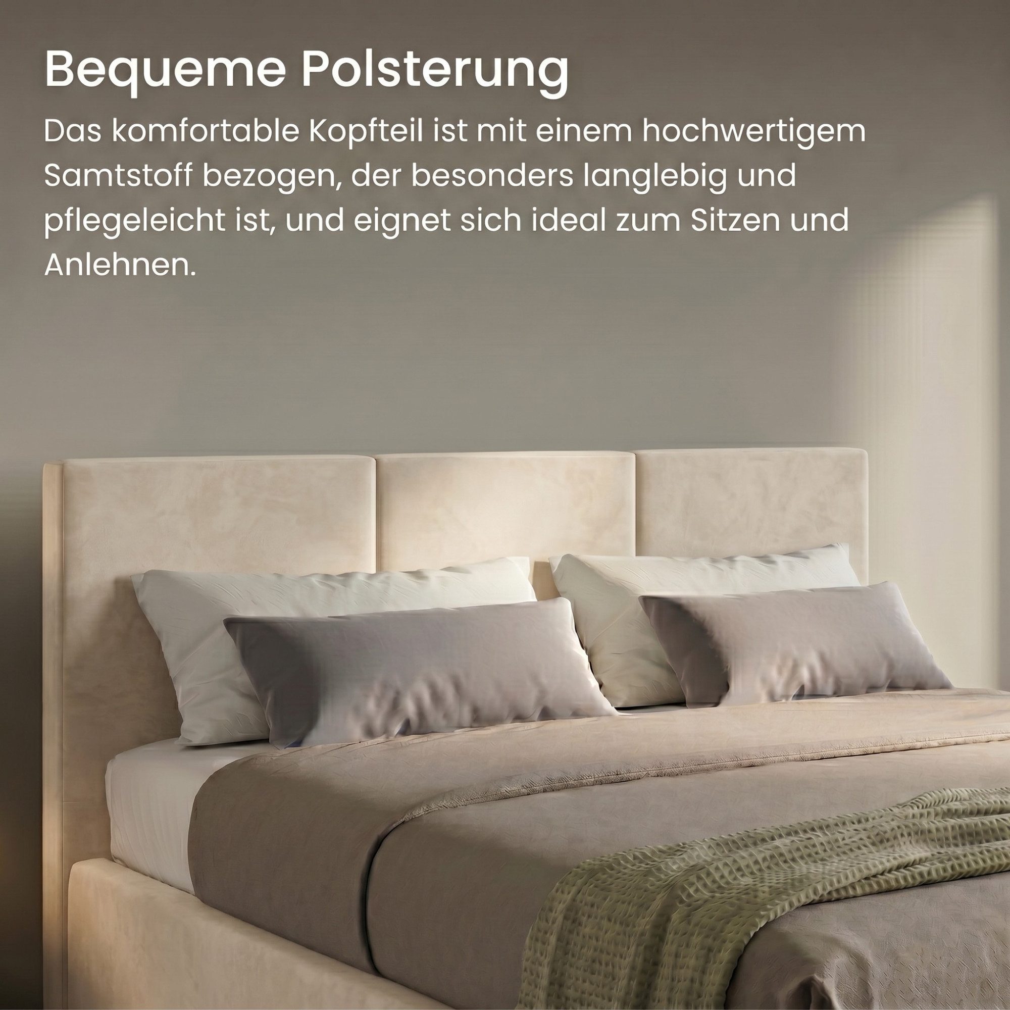 Home Collective Polsterbett Bett Doppelbett Bettgestell mit Lattenrost & Stauraum, mehrere Größen (Größen: 120x200 140x200 160x200 180x200, samtweicher Velourss – Bild 4 von 4
