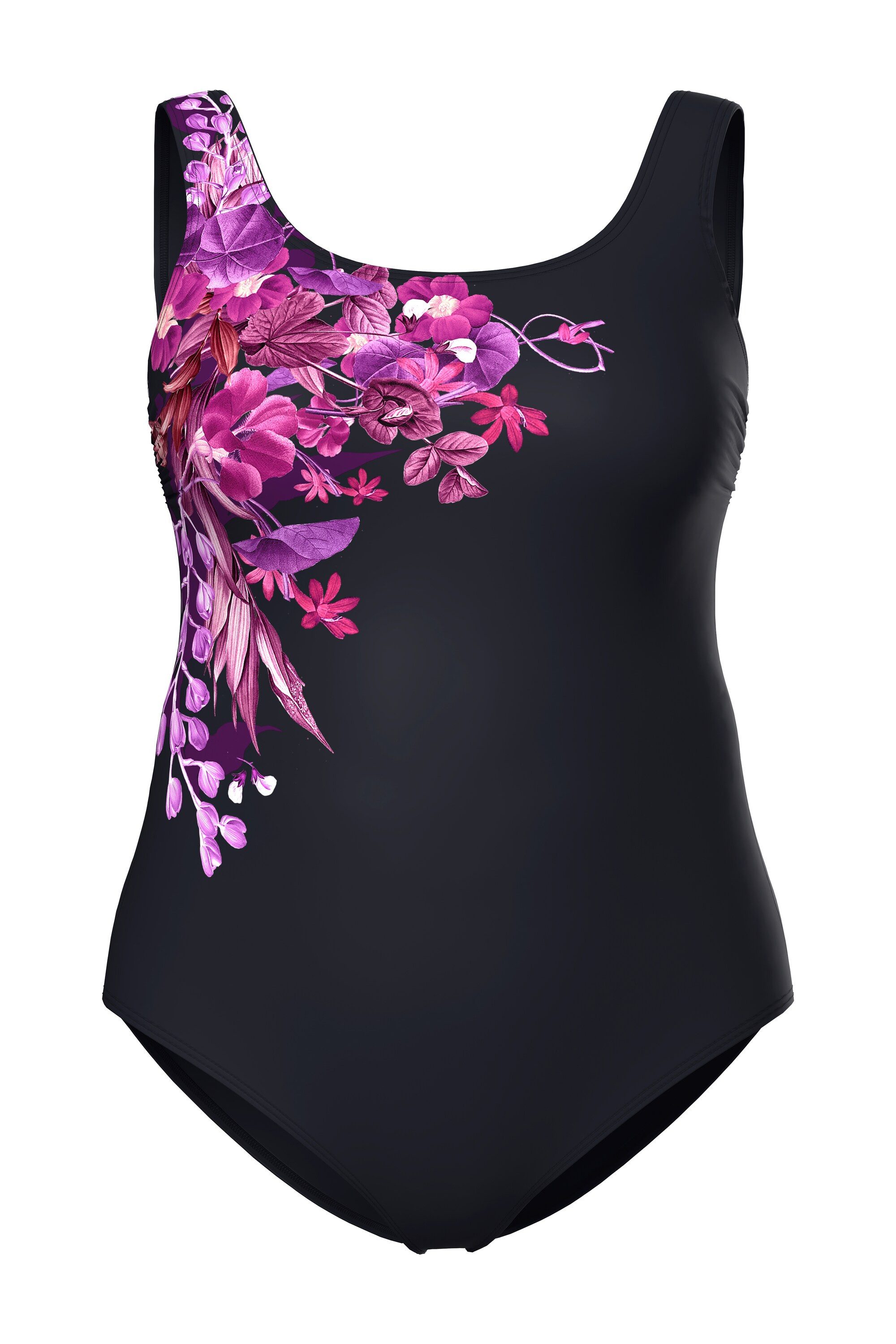 Ulla Popken Badeanzug Badeanzug Blüten ohne Softcups Rundhals günstig online kaufen