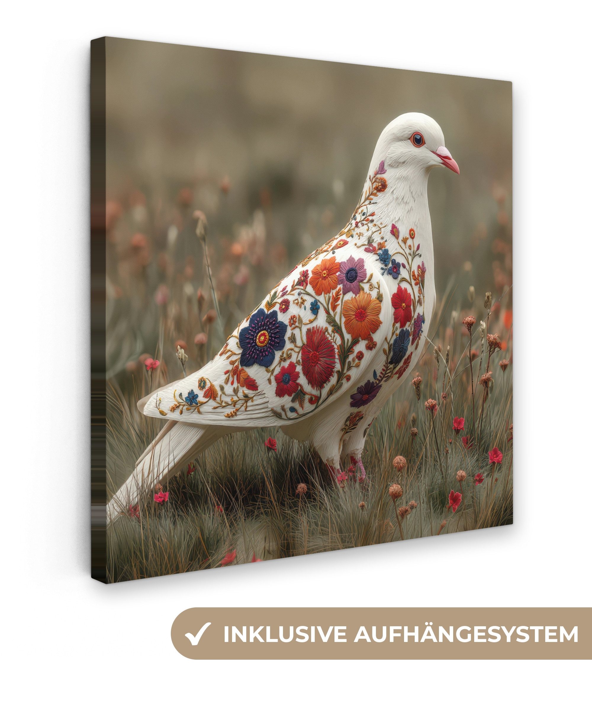 OneMillionCanvasses® Leinwandbild Taube - Blumen - Natur, Fotodruck (1 St), günstig online kaufen