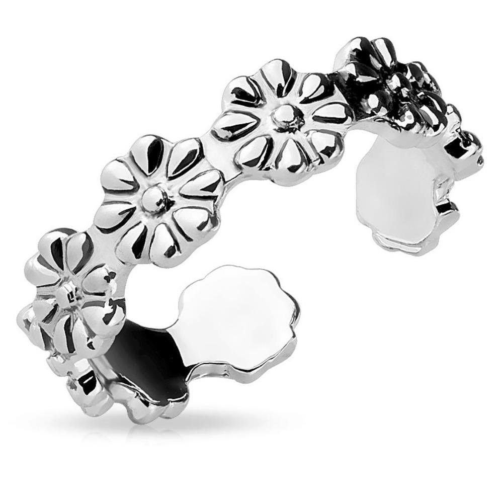 BUNGSA Zehenring Zehenring Blüten silberfarben aus Messing Damen, Zehring Toering