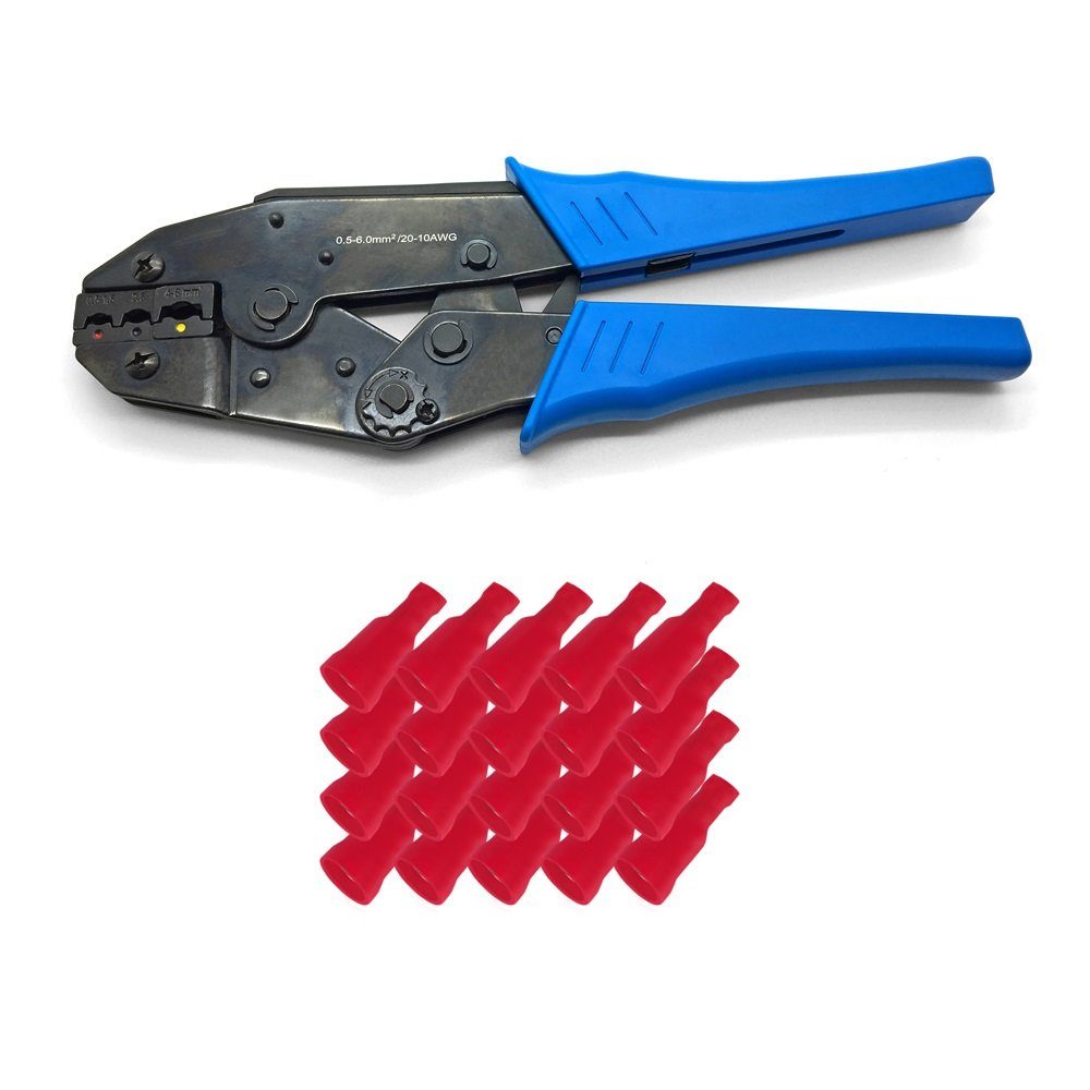 ARLI Crimpzange ARLI Handcrimpzange 0,5 - 6 mm² + 100 x Flachsteckhülsen 0,5 - 1,5 mm²