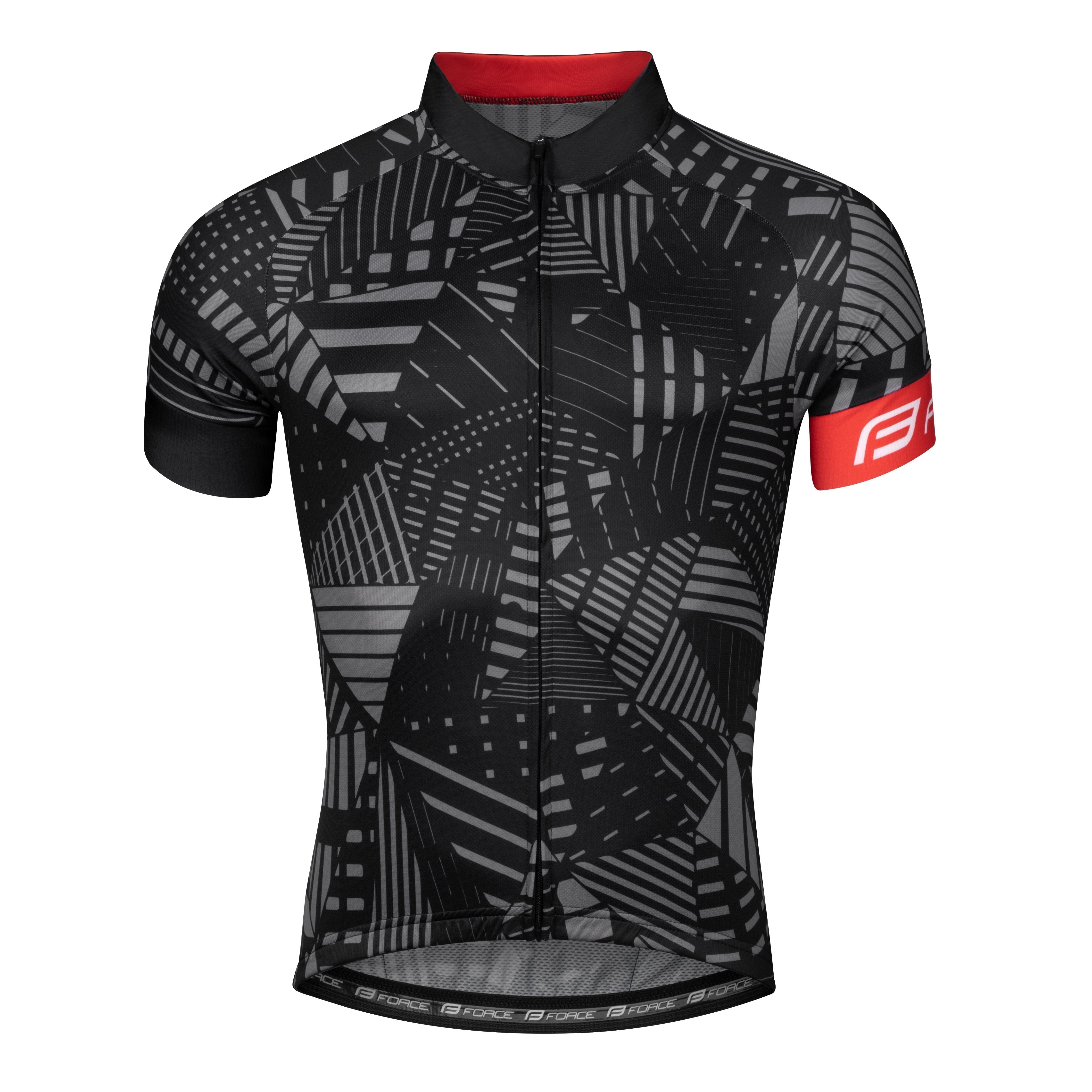 Radtrikot Jersey FORCE SHARD kurzarm, Schwarz *