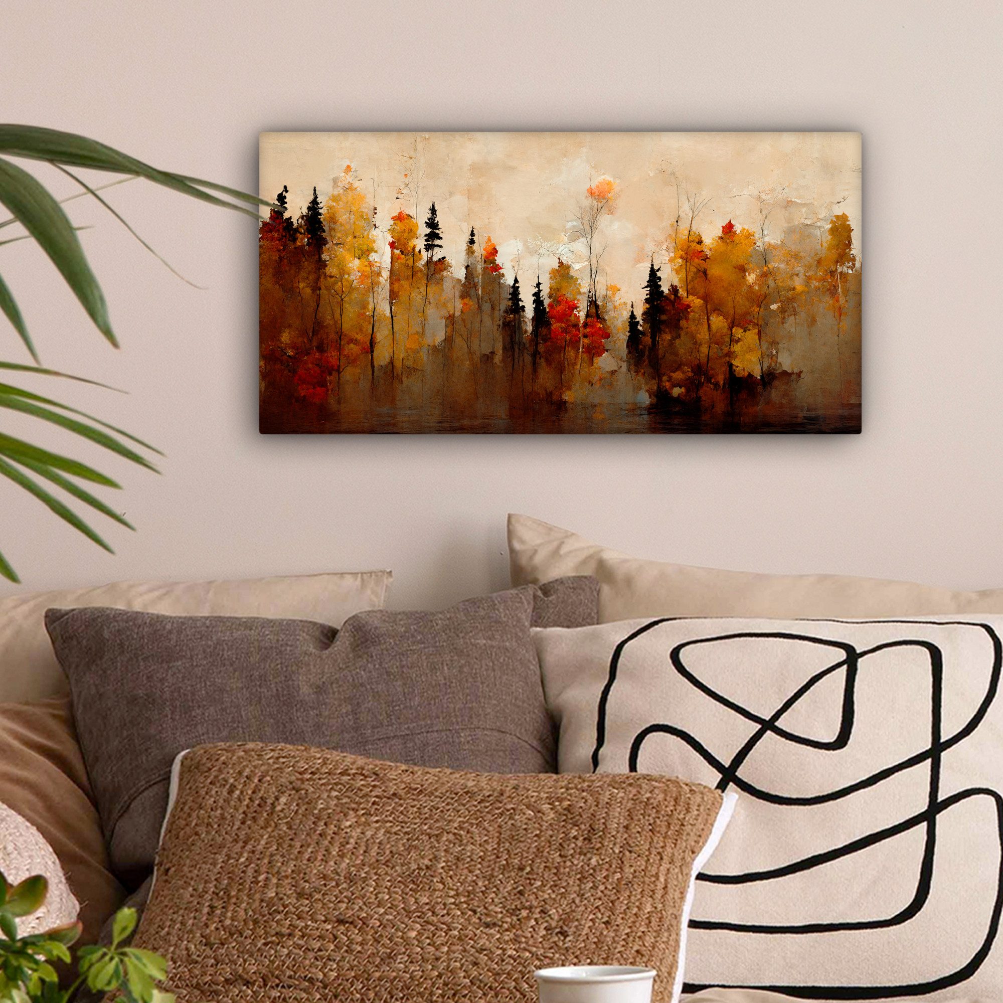 OneMillionCanvasses® Leinwandbild Panorama Natur - Bäume - Kunst - Braun - günstig online kaufen