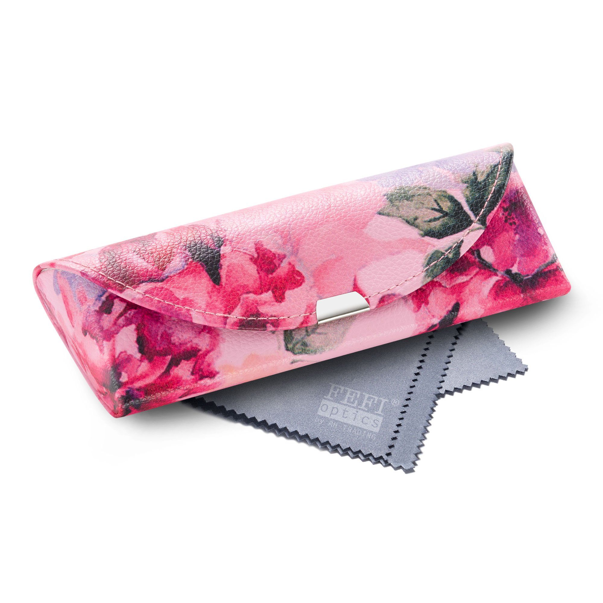 FEFI Brillenetui Exklusives Hardcase Etui mit Magnetverschluß, Set aus 1 Etui + hochwertigem Mikrofasertuch