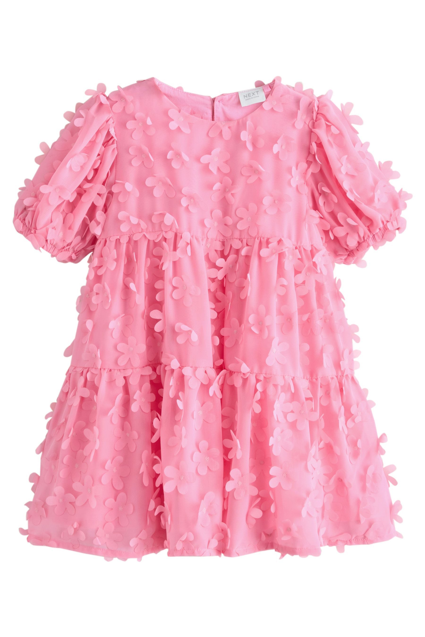 Tüllkleid Kurzärmeliges Kleid mit 3D-Blumendetails