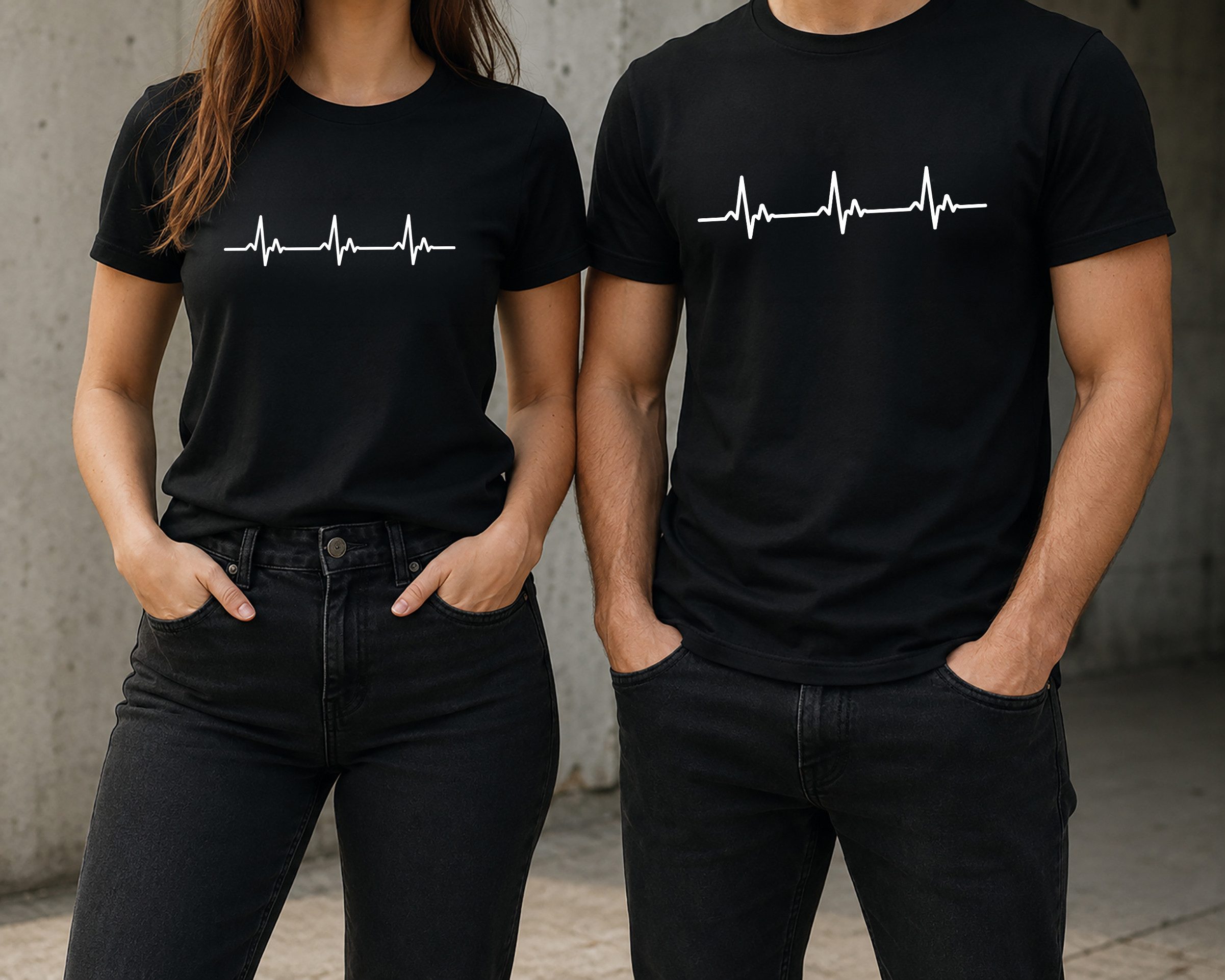 MyDesign24 T-Shirt Herschlaglinie print Shirt EKG-Linie T-Shirt schwarz kurzarm Regular Fit i578
