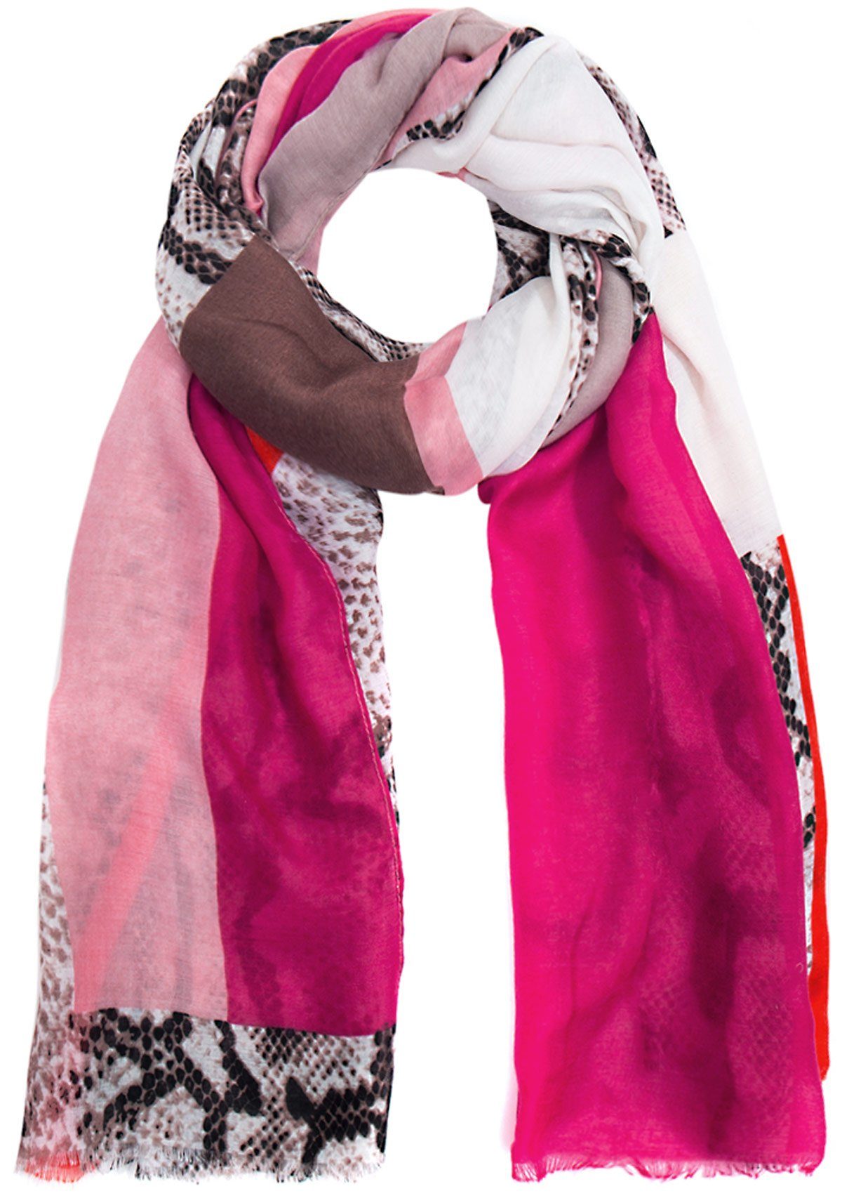 Faera Modeschal, Damen Schal Schlange mit Farbe weicher und leichter Damenschal pink