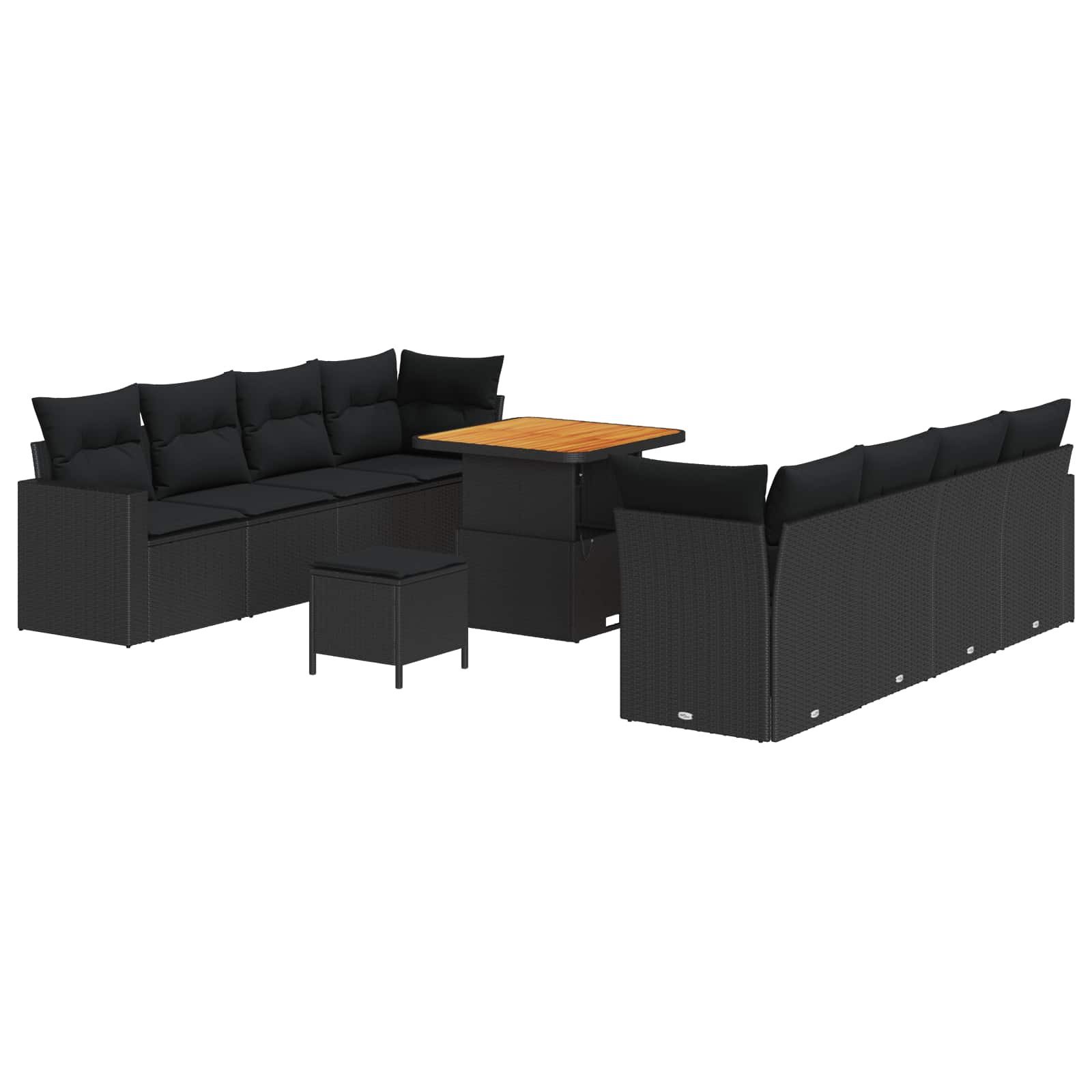 vidaXL Loungesofa Gartensofa-set 12 stk. 12-Sitzanzahl Schwarz Poly-Rattan, 12 Teile