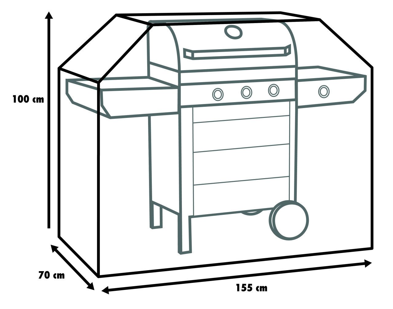 Primaster Grillabdeckhaube Primaster Schutzhülle für Gasgrills und Grillwagen