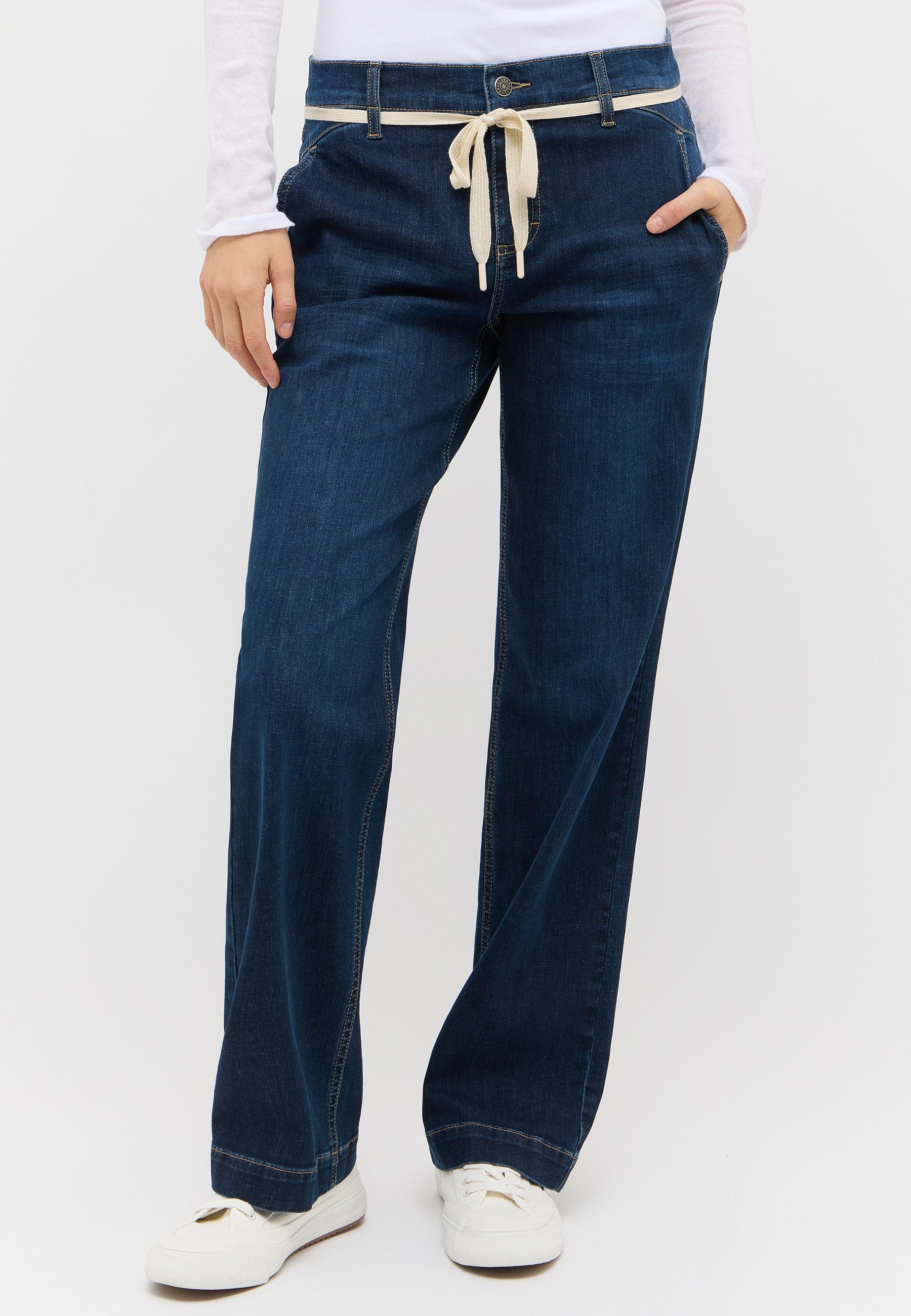 ANGELS 5-Pocket-Jeans L. RETRO Wide Leg, mit Stretch und Bindeband