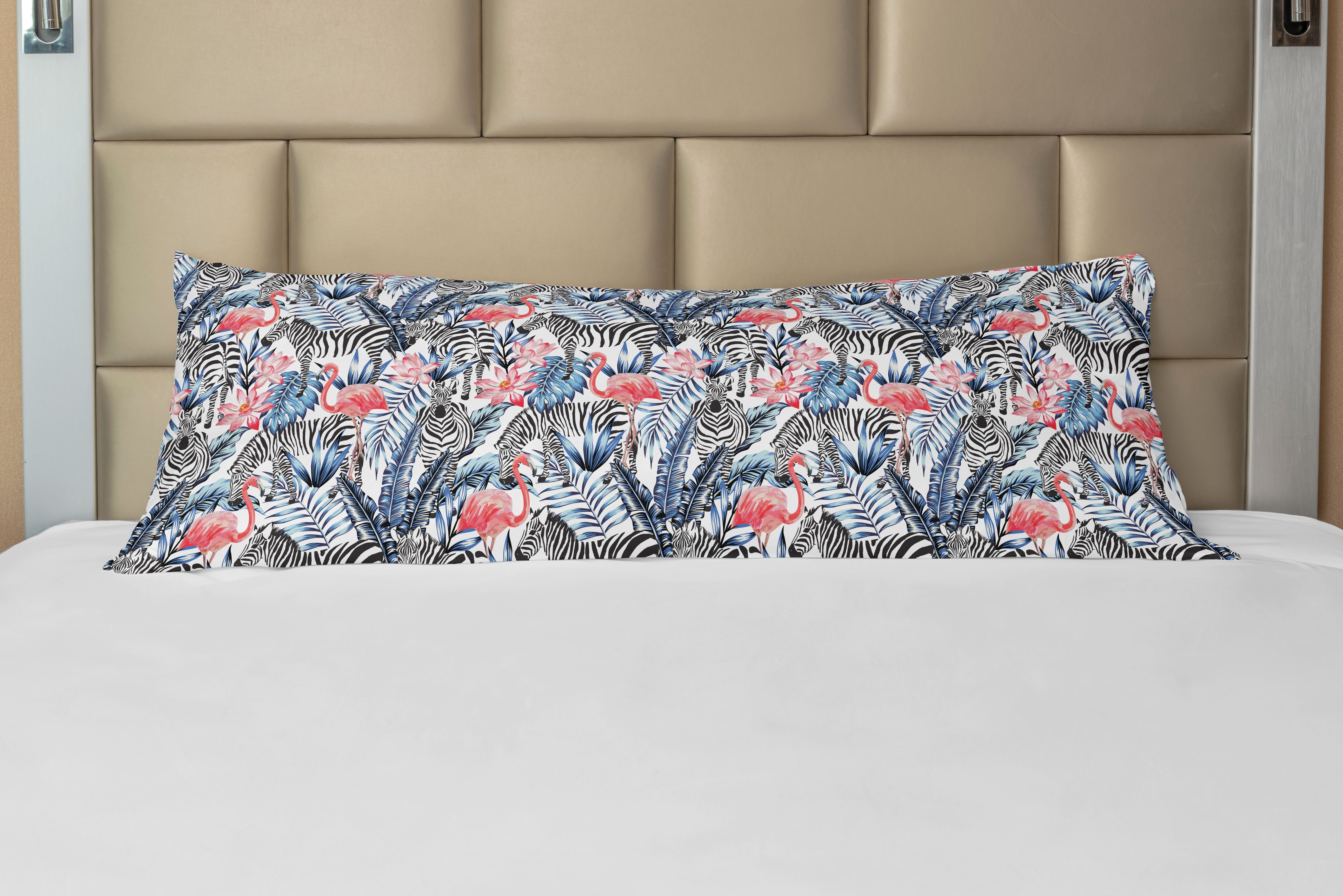 Abakuhaus, Zebra Aquarell Kissenbezug, mit Langer Flamingo Seitenschläferkissenbezug Deko-Akzent