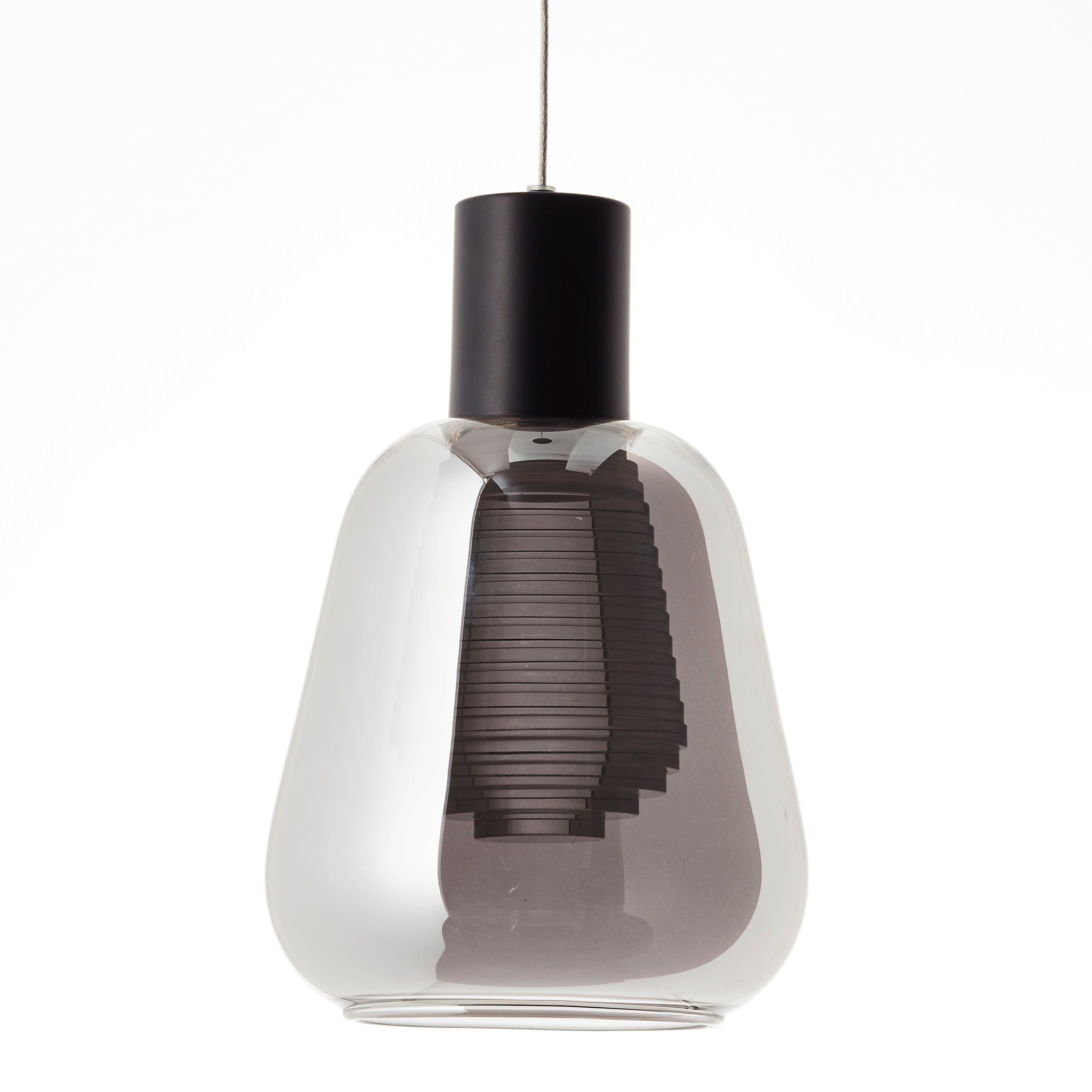 Glas/Metall/Kunststo LED Pendelleuchte schwarz/rauchglas, Pendelleuchte Brilliant Carlson, 1flg Carlson