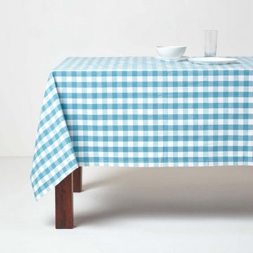 Homescapes Tischdecke Blau karierte Tischdecke aus 100% Baumwolle, 138 x 138 cm (1-tlg)