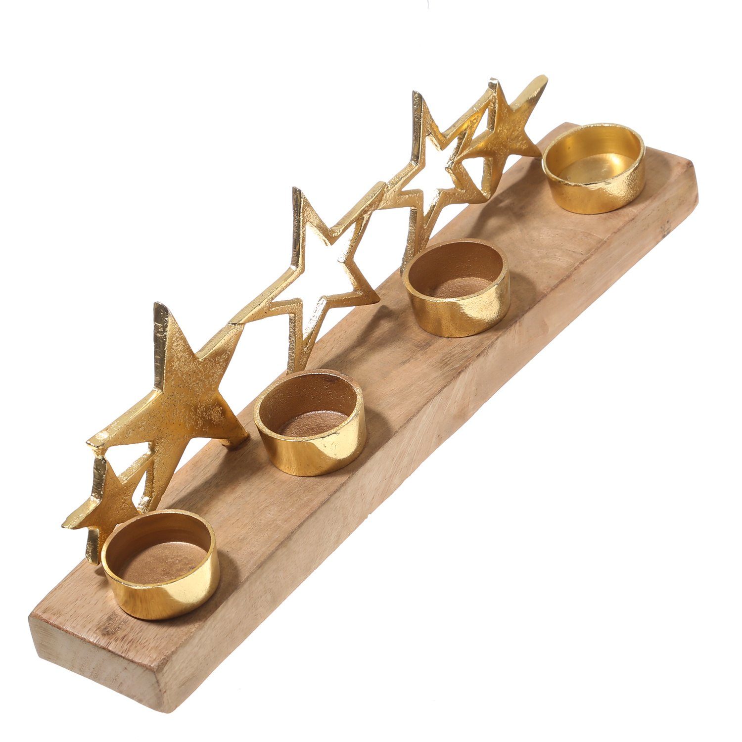 MARELIDA Tischkerzenhalter Teelichthalter (1 Teelichter St) Kerzenständer für 4 goldene Sterne