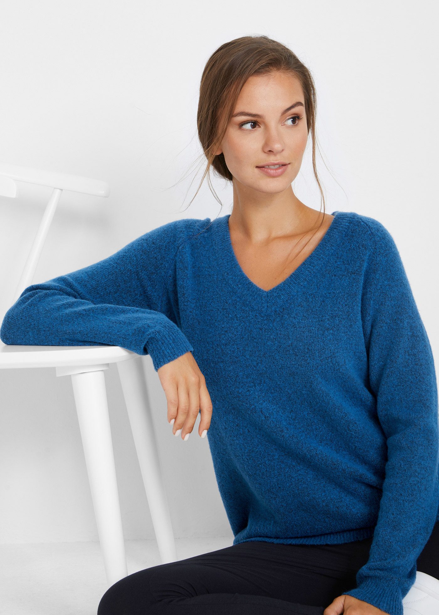 bonprix Strickpullover mit Rippbündchen