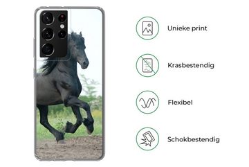 MuchoWow Handyhülle Pferd - Schwarz - Natur, Phone Case, Handyhülle Samsung Galaxy S21 Ultra, Silikon, Schutzhülle
