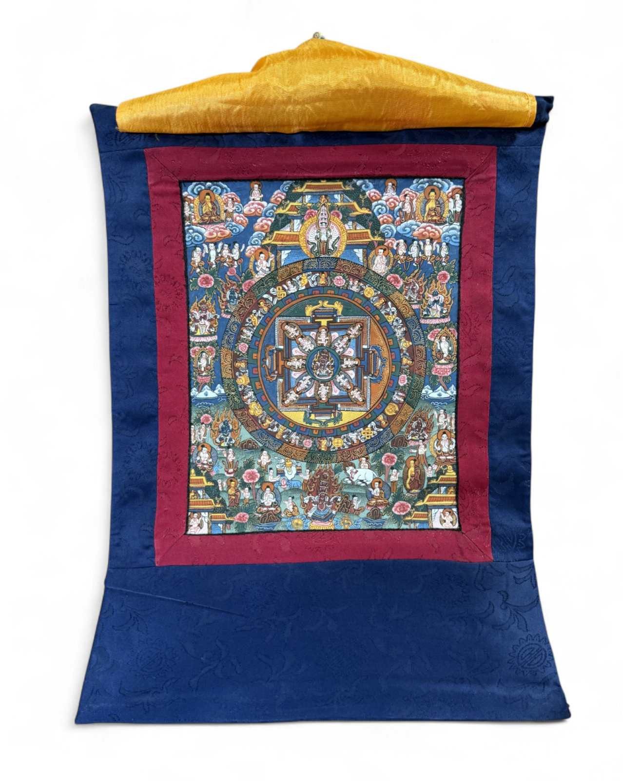 Asien LifeStyle Wandbild Handgemaltes Thangka Nepal – Buddhas & Mandala, ca. 30 J.
