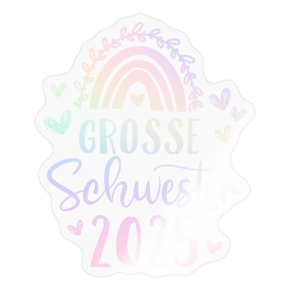 Spreadshirt Aufkleber Große Schwester 2025 Regenbogen Pastell Sticker Aufkleber