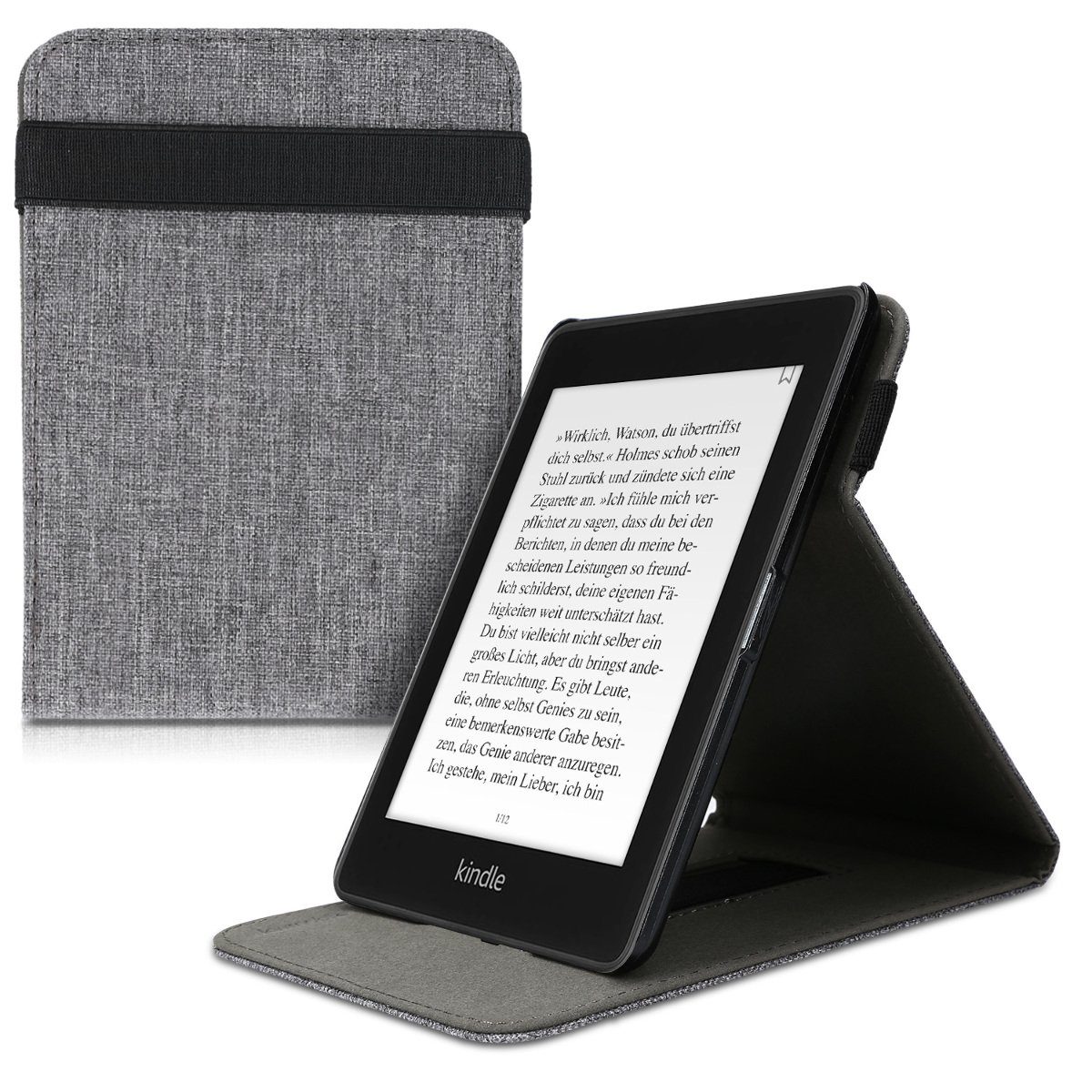 kwmobile E-Reader-Hülle, Hülle für Amazon Kindle Paperwhite (10. Gen -  2018) - Schlaufe Ständer - e-Reader Schutzhülle - Flip Cover Case - Stoff  Design