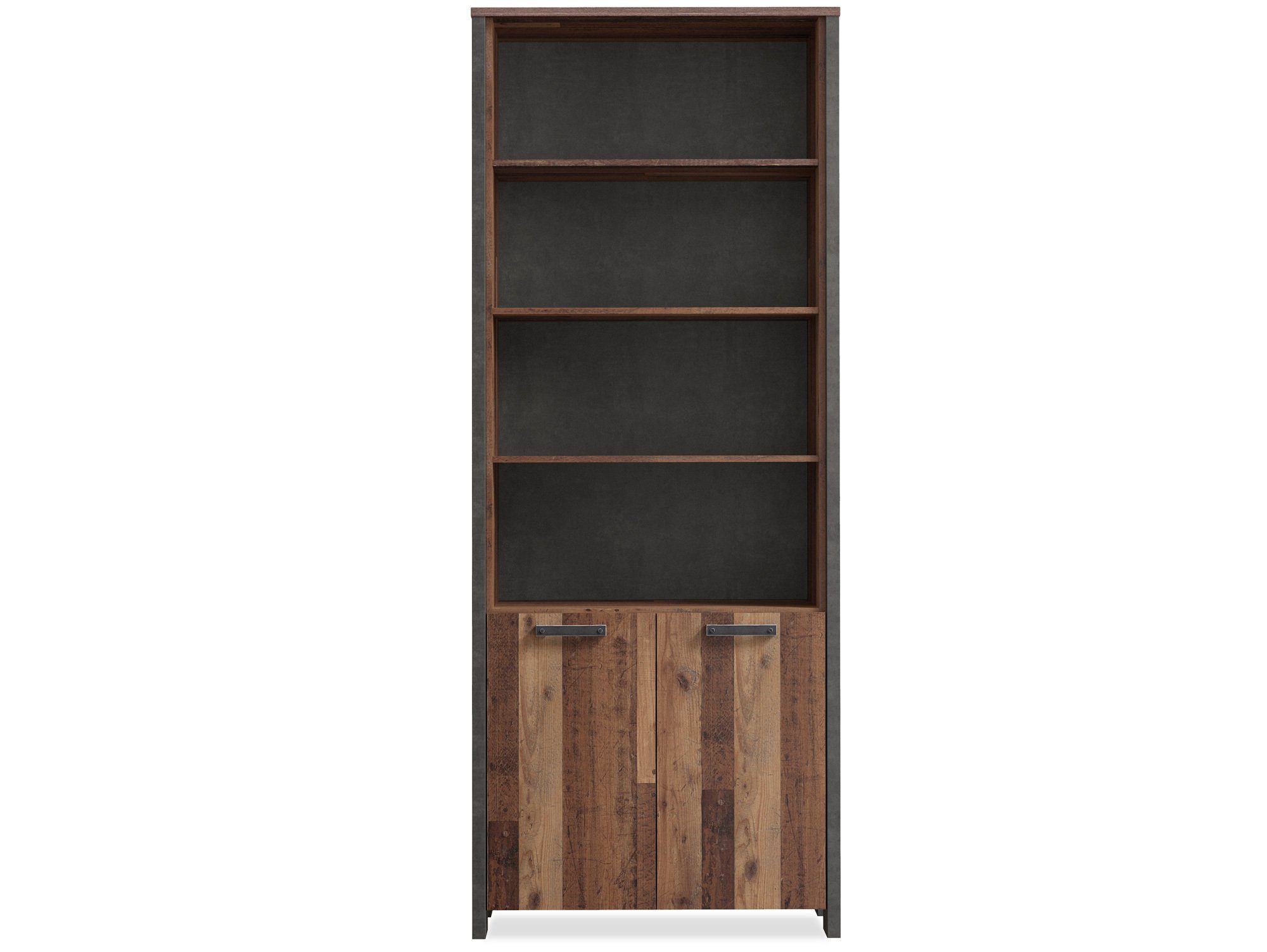 Vintage/betonfarbig CASSIA Bücherregal, Old 2 Büroschrank Türen, Moebel-Eins Material Wood Dekorspanplatte,