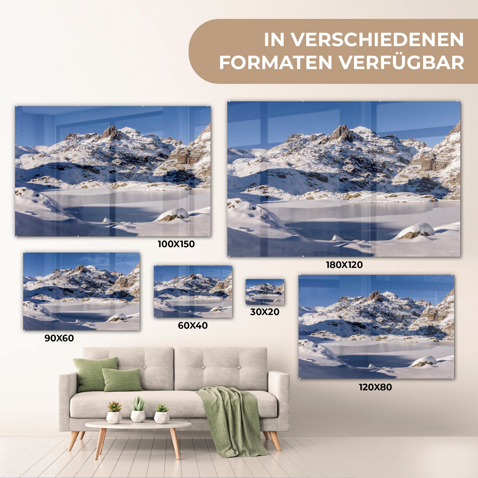 Acrylglasbilder im (1 Wohnzimmer Schlafzimmer Mercantour-Nationalpark St), Acrylglasbild Europa, Winterlandschaft MuchoWow & in