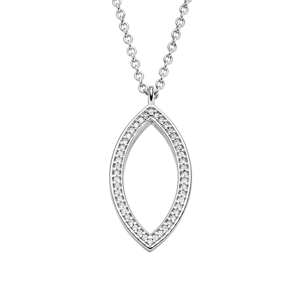 Kette mit Anhänger Halskette-Anhänger Blattform Zirkonia Sterling-Silber 788448
