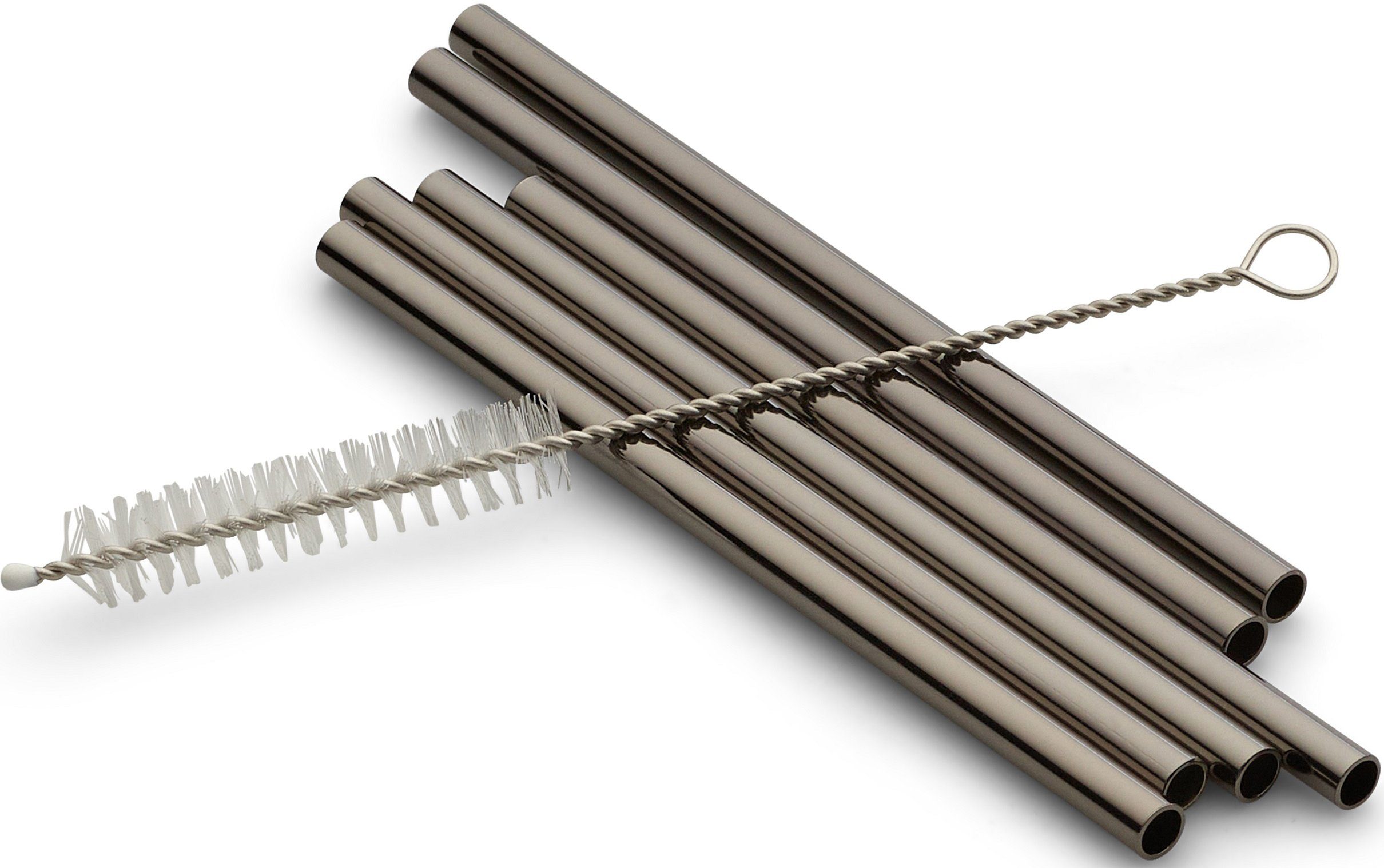 ECHTWERK Trinkhalme Small, (Set, 7-tlg), aus Edelstahl inkl. Reinigungsbürste, (Trinkhalm: 12cm,Bürste: 13, cm)