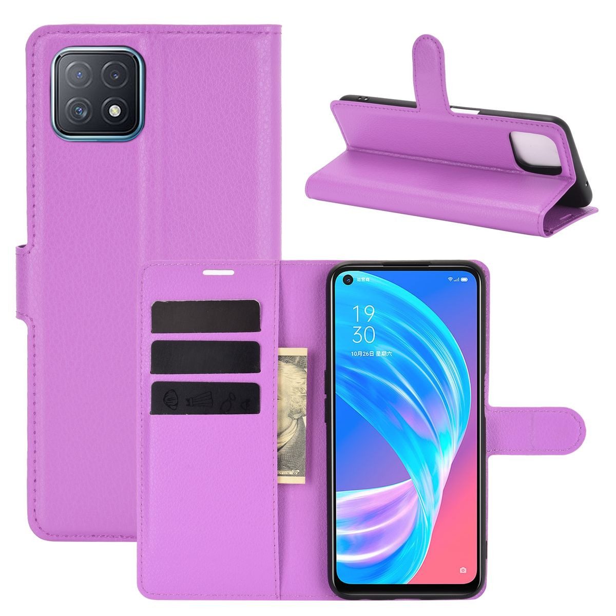 König Design Handyhülle Oppo A72 / A73, Schutzhülle Schutztasche Case Cover Etuis Wallet Klapptasche Bookstyle