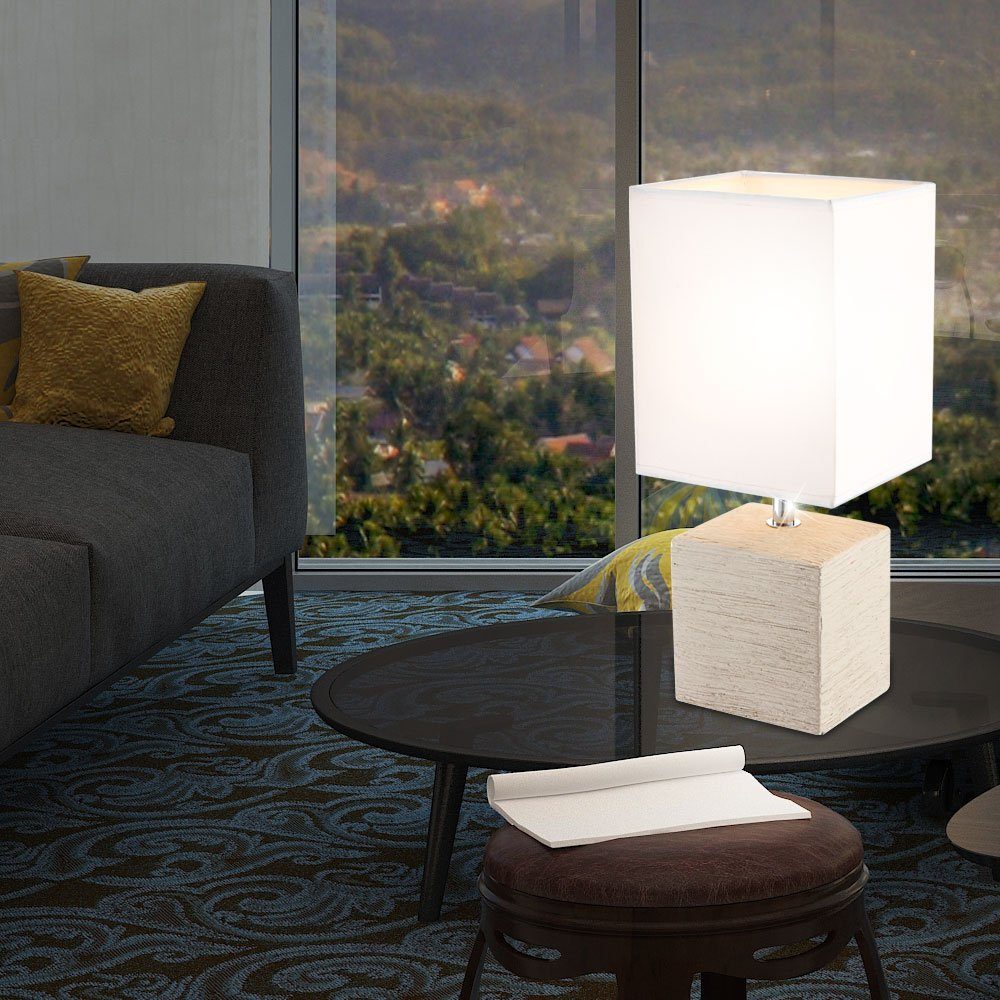 GLOBO LIGHTING LED Tischleuchte, Leuchtmittel inklusive, Warmweiß, Farbwechsel, Tisch Lampe Fernbedienung Wohn Zimmer Textil Lese Lampe dimmbar im Set