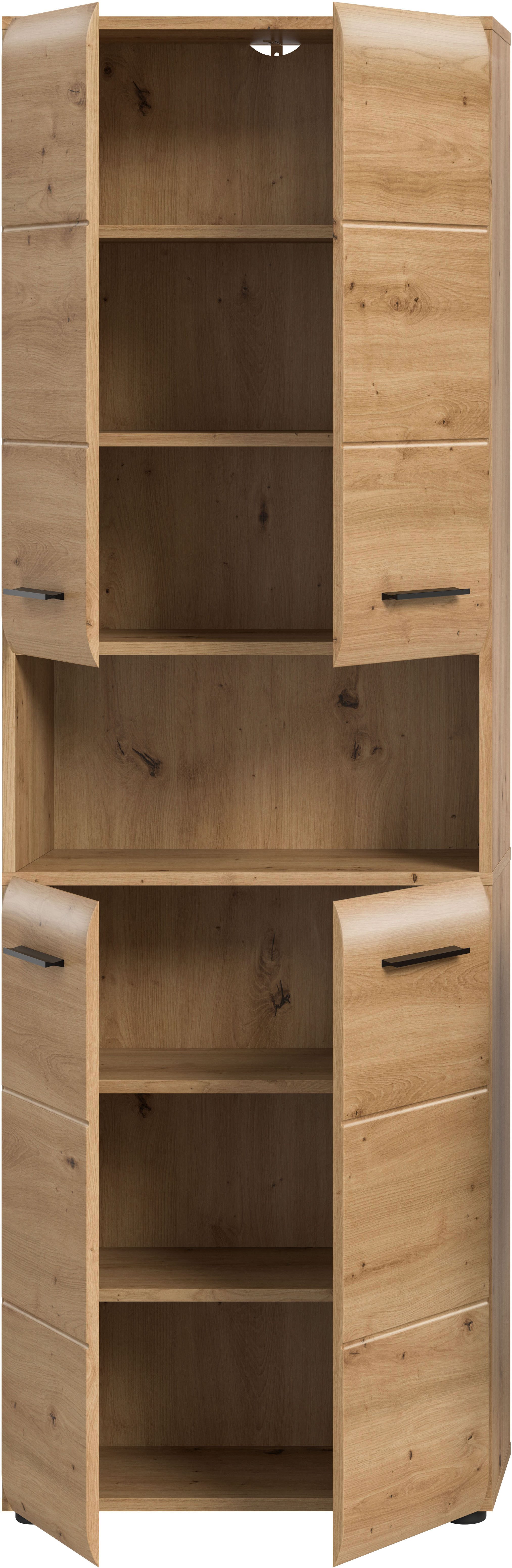 welltime Stauraumschrank FLORENZ, Höhe 185 cm, 4 oder 6 Türen, viel Stauraum (1-St., TOPSELLER) hochwertige MDF Front, Griff schwarz, Badschrank, Bad – Bild 4 von 5