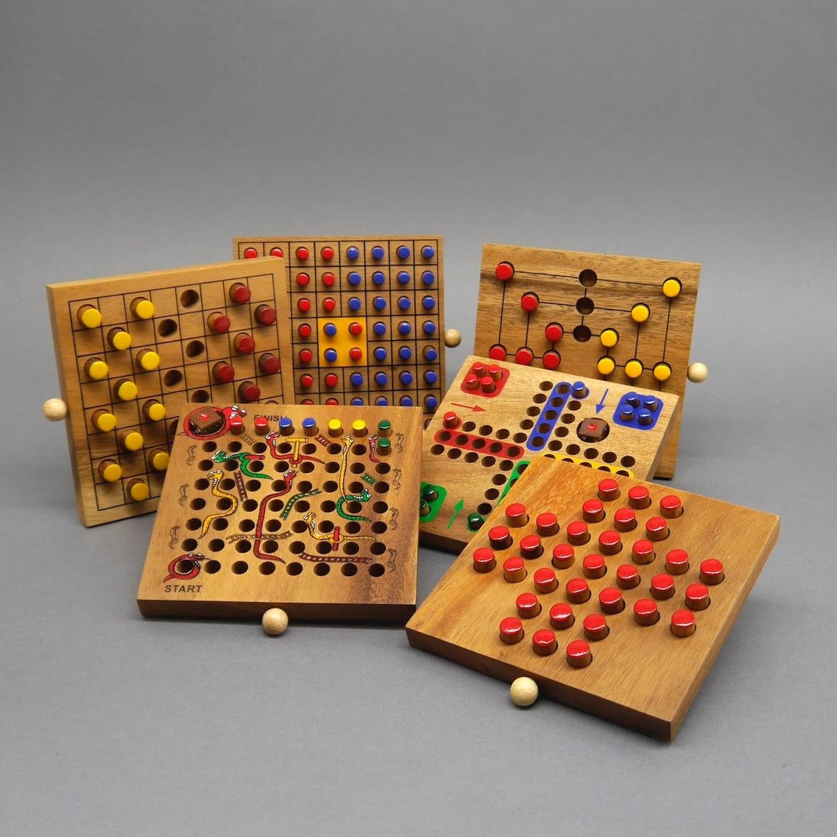 ROMBOL Denkspiele Spiel SPIELESAMMLUNG - 6 verschiedene Brettspiele, Brettspiel, Holzspiel