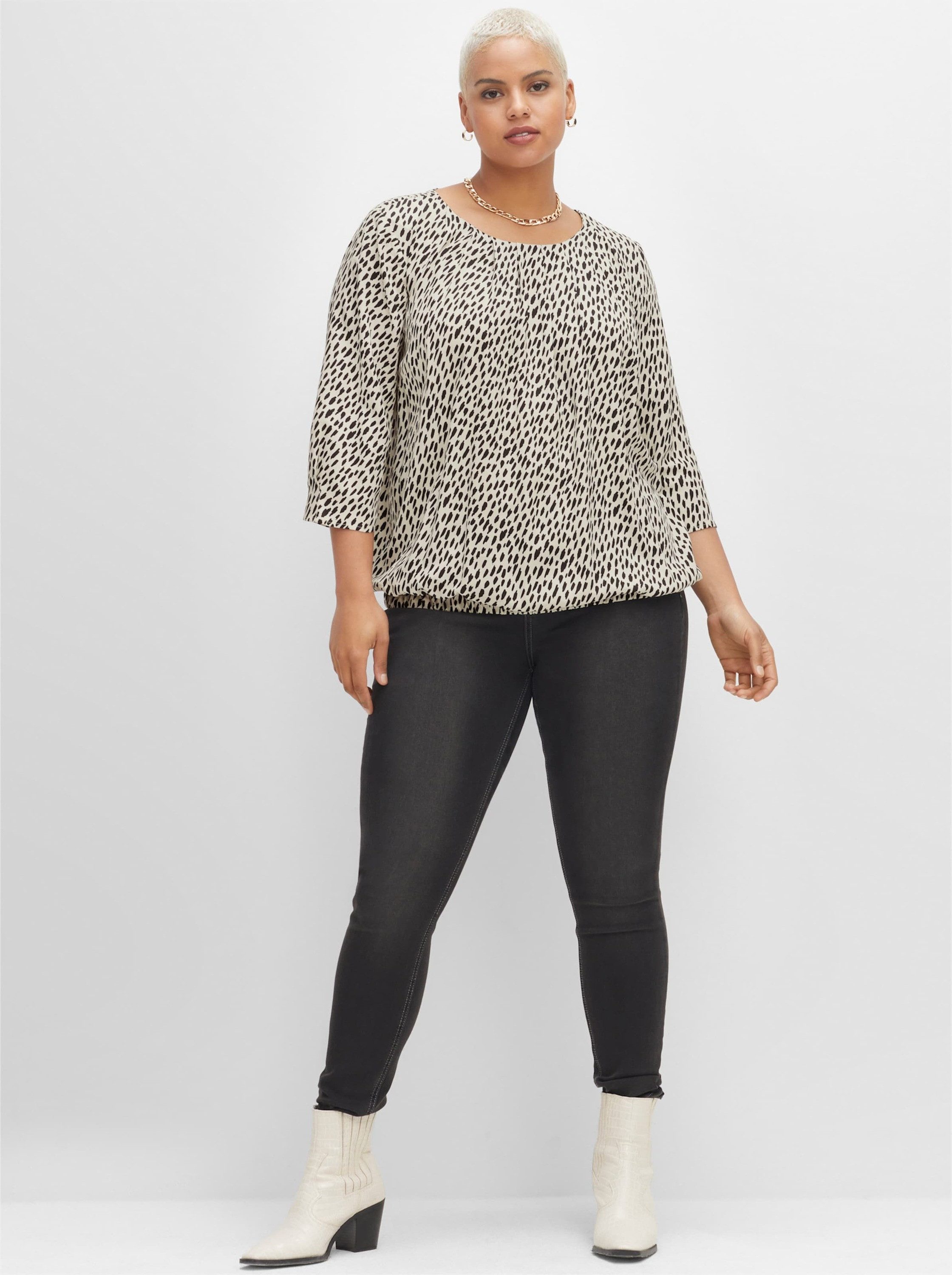 Sheego Klassische Bluse Tunika 3/4-Arm