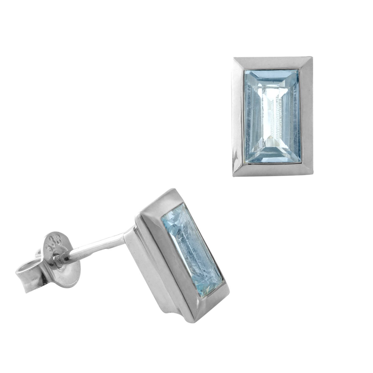 Acalee Paar Ohrstecker Weißgold 333 / 8K mit Topas Hellblau