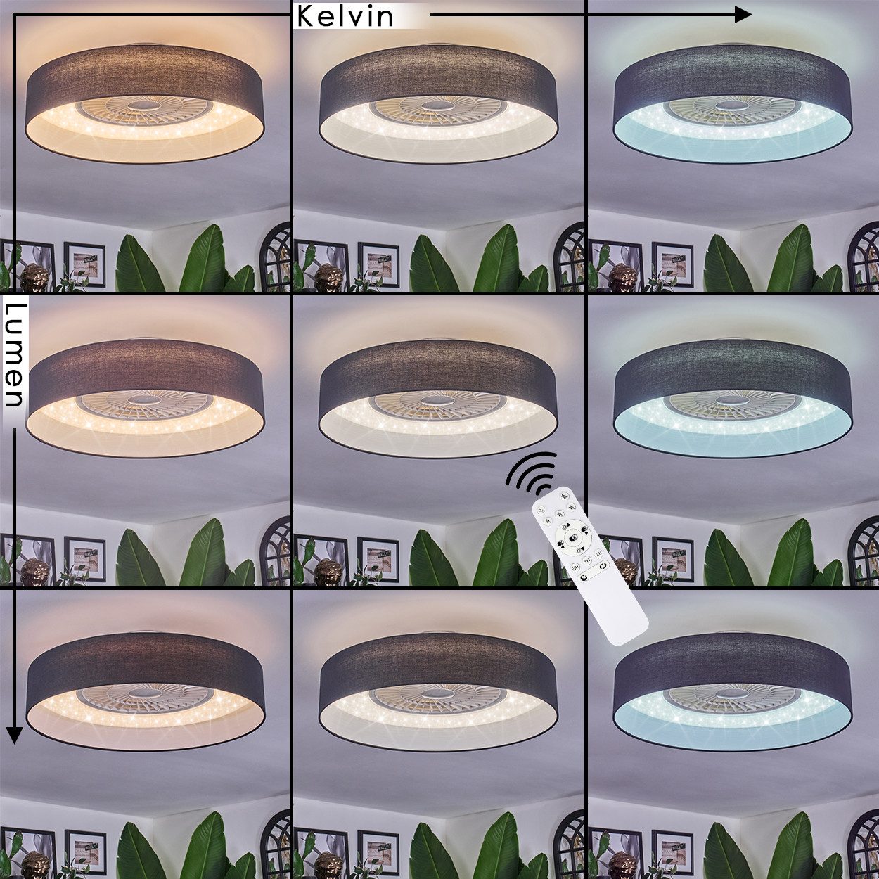 hofstein Deckenventilator Ventilator aus Kunststoff/Stoff in Weiß/Glitzeref günstig online kaufen