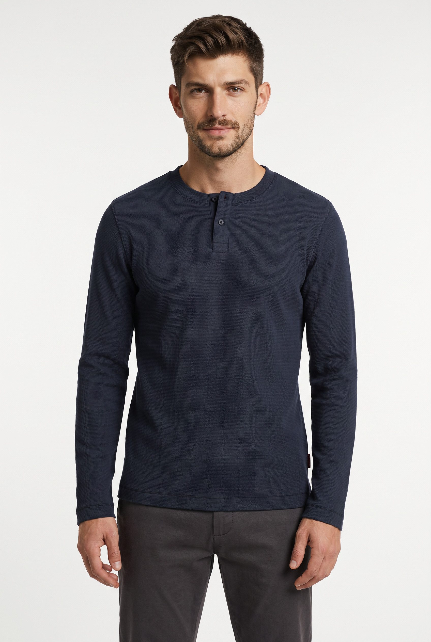 Joop Jeans Langarmshirt Iram mit kleiner Knopfleiste