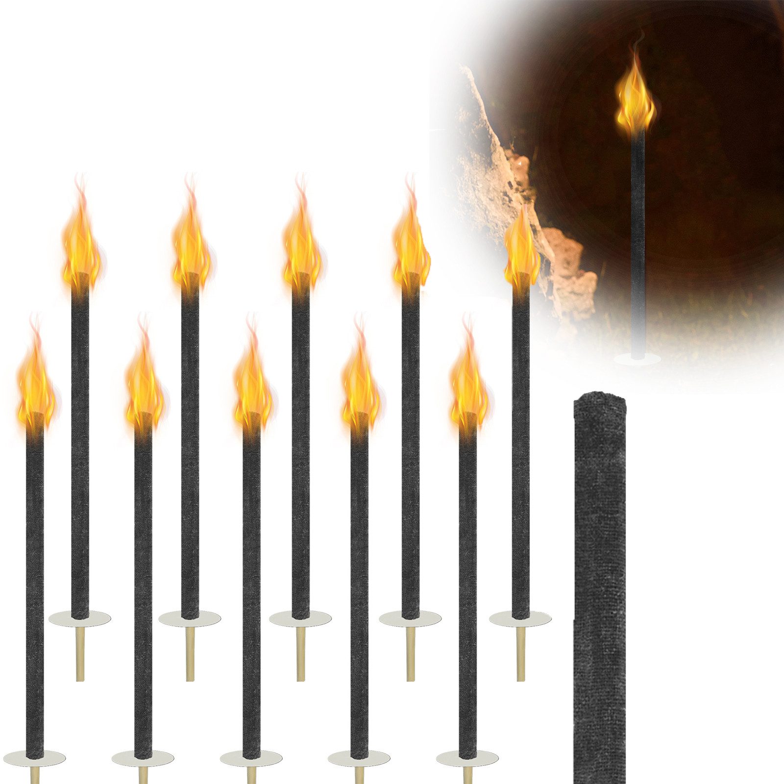 FIVMEN Gartenfackel Fackeln für Draußen Wachsfackeln Fackelfeuer Wachs Fackel Mit Griff, 10 Stück, für Draußen Deko Gartenparty, Weg, …