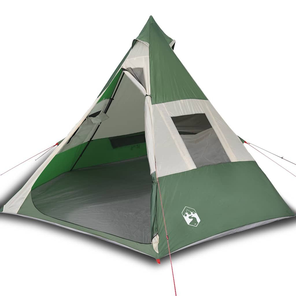 furnicato Faltzelt Tipi Campingzelt 350x350x233 cm Grün, (1 tlg), Geräumiges Familienzelt für 7 Personen mit integriertem E-Anschluss
