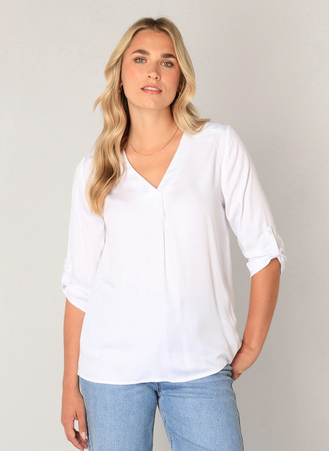 Base Level Shirtbluse mit V-Ausschnitt