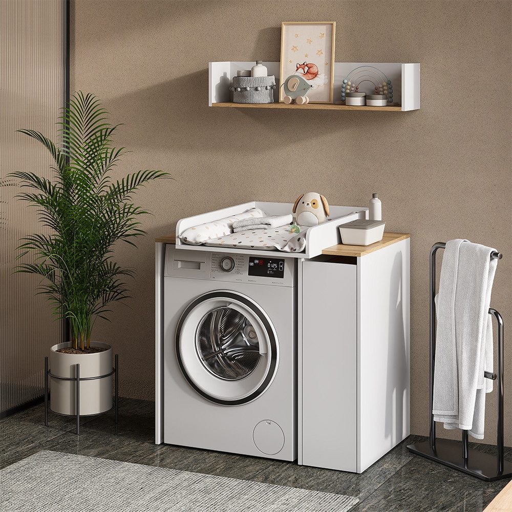 Vicco Waschmaschinenumbauschrank Viktor, Weiß/Artisan, 93.6 x 88.2 cm 2 Tei günstig online kaufen