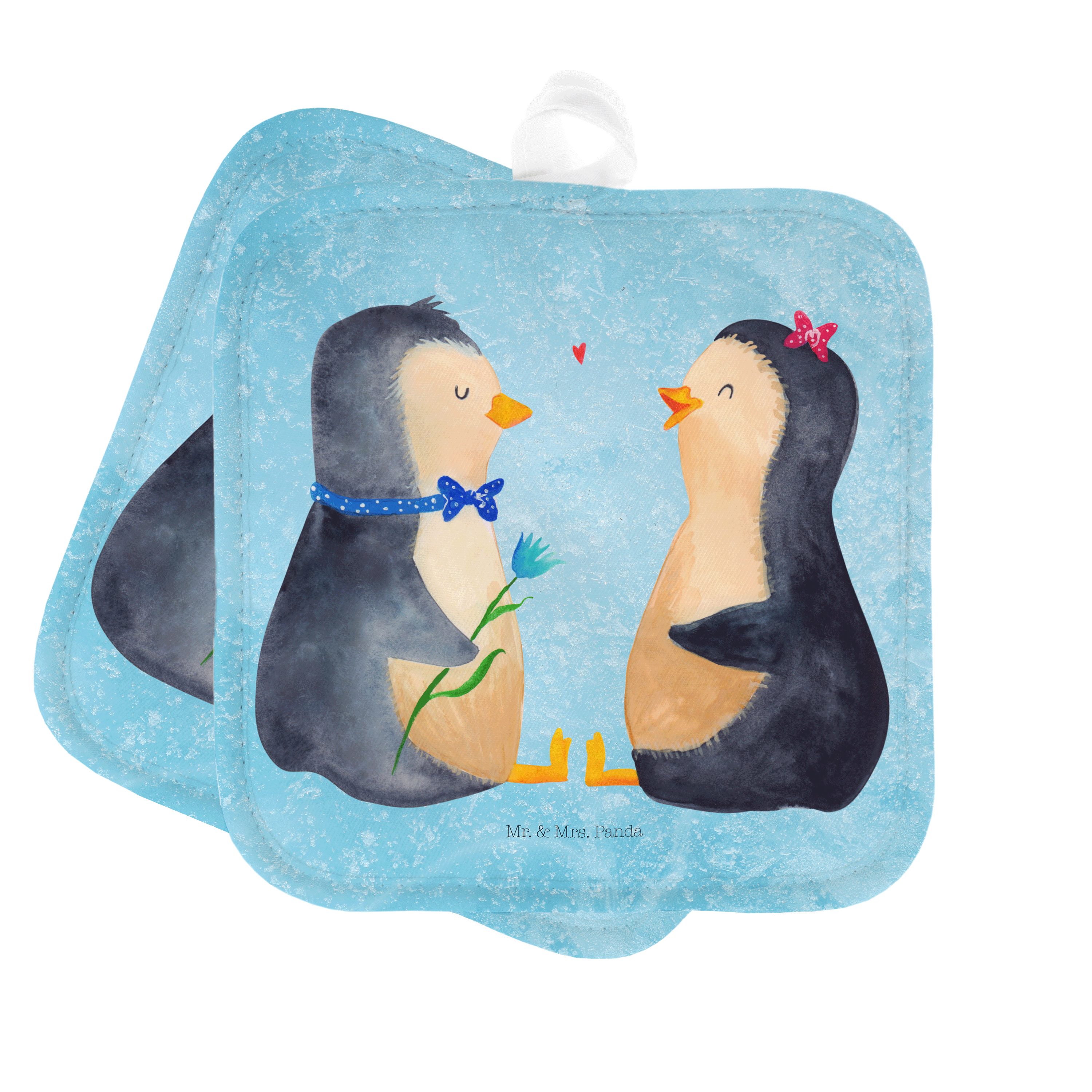 Mr. & Mrs. Panda Topflappen Pinguin Pärchen - Eisblau - Geschenk, Liebe, große Liebe, Hochzeit, O, (1-tlg)
