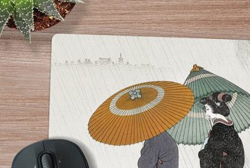 MuchoWow Gaming Mauspad Frauen - Sonnenschirm - Kimono - Japandi - Vintage (1-St), Mousepad mit Rutschfester Unterseite, Gaming, 40x40 cm, XXL, Großes